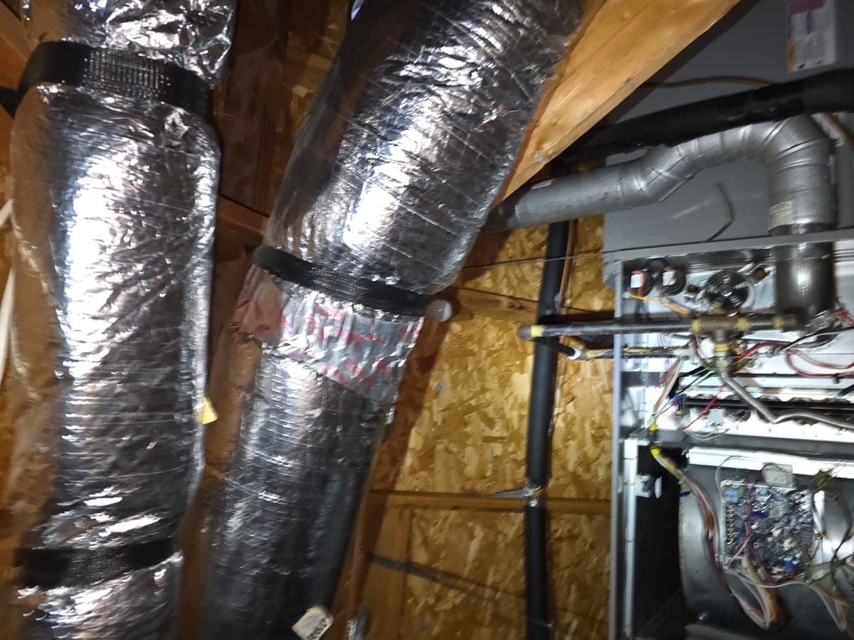 Furnace and ductwork installed in Texas attic by Frosty's HVAC