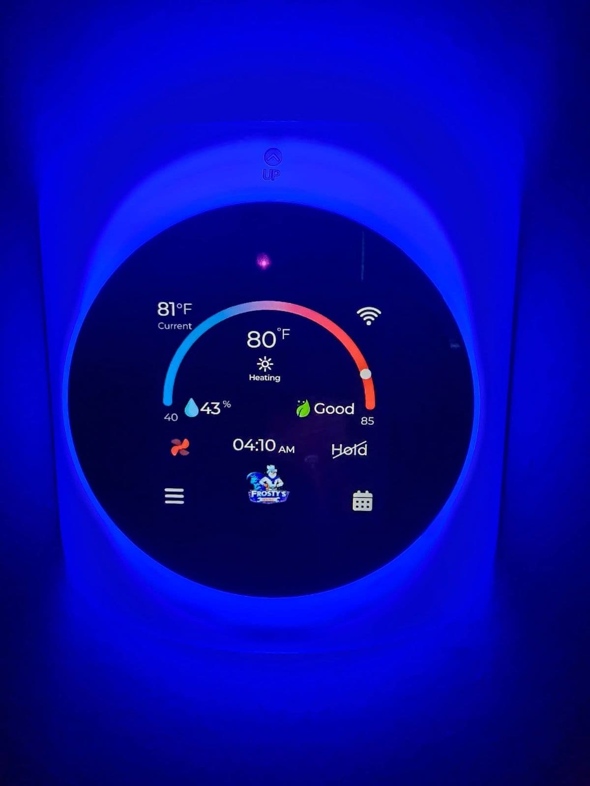 Frosty Thermostat smart thermostat installed on wall